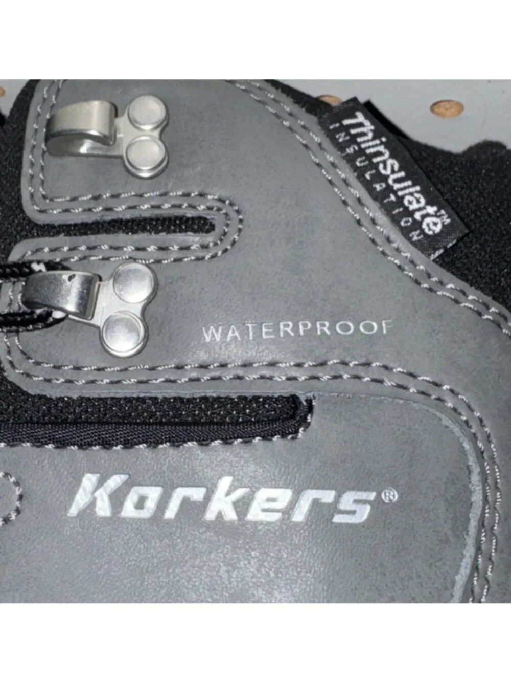 Korkers SnowJack Mens Leather Insulated WP Winter Snow Boots Size 9 Gray Black